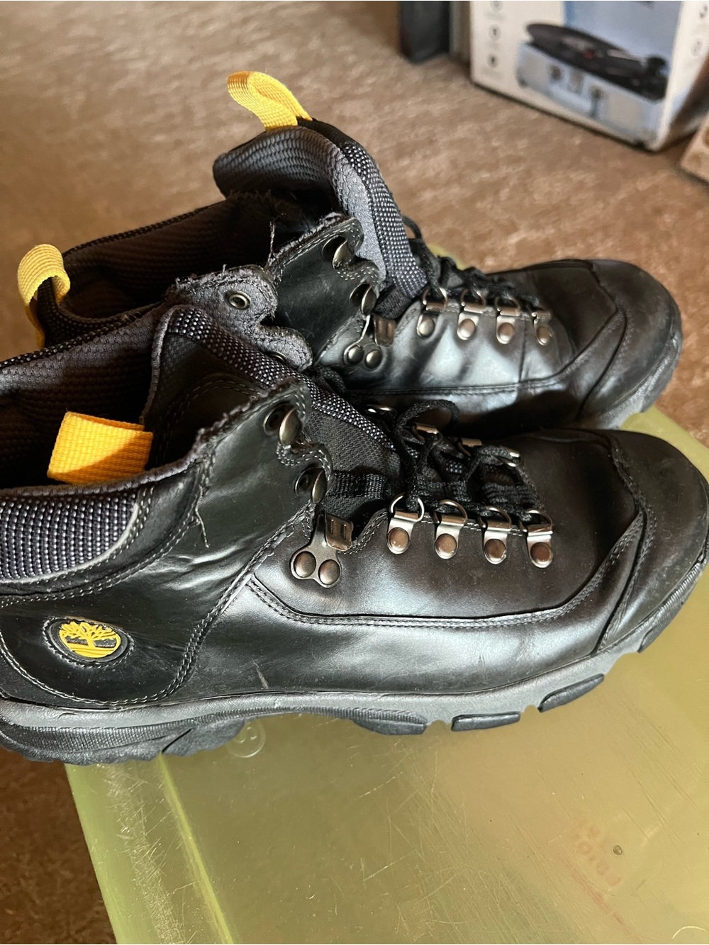 Timberland Black Leather Hiking Boots Steel Toe